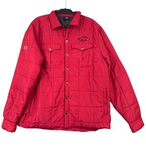 Colosseum Men Arkansas Razorbacks Quilted Shirt Jacket Red XL Snap Front Shacket